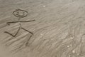 Stickman running on the sand