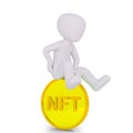Stickman is sitting on a NFT art Royalty Free Stock Photo