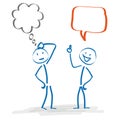 Stickman 2 Thought and Speech Bubble Royalty Free Stock Photo