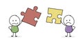 Stickmen with puzzle - teamwork concept. Vector