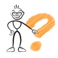 Stickmen with questionmark sign Royalty Free Stock Photo