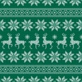 Seamless Pattern Christmas Norwegian Style Embroidery Green And White