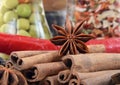 Sticks cinnamon and badian close up Royalty Free Stock Photo