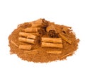 Sticks and ground ceylon cinnamon Royalty Free Stock Photo