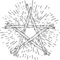 Sticks pentagram occult symbol Royalty Free Stock Photo