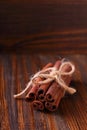 Sticks and powder of cinnamon, anise, sugar cane Royalty Free Stock Photo