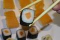 Sticks with salmon maki, sushi Royalty Free Stock Photo