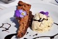 Sticky Brownie with lavender ice-cream