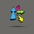 Sticky collection arrows. Vector illustration. Sketch arrow coll