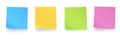 Sticky colored notes. Blank post for message, to do list, memory. Set different colored sheets of note paper. Post note Royalty Free Stock Photo