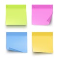 Sticky colored notes. Post note paper vector realistic pictures isolated Royalty Free Stock Photo