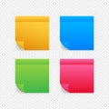 Sticky colored notes. Post note paper. Vector illustration. Royalty Free Stock Photo