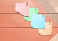Sticky Note against wood wall Royalty Free Stock Photo