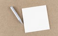 Sticky note on cork board with pencil , empty space for text Royalty Free Stock Photo