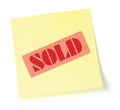Sticky note indicating item is sold Royalty Free Stock Photo