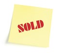 Sticky note indicating item is sold Royalty Free Stock Photo