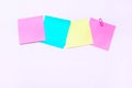 Yellow, pink, blue sticky note isolate on white background Royalty Free Stock Photo