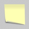 Sticky note isolated on transparent background. Office paper she for your design Royalty Free Stock Photo