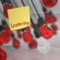 Sticky note with leadership word on crumpled paper