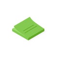 Sticky note paper isometric vector illustration. Green sticker for writing important working notes and post. Royalty Free Stock Photo