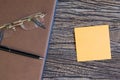 The sticky note paper on the wooden table Royalty Free Stock Photo