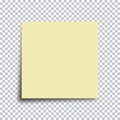 Sticky note paper. Yellow sticker isolated on transparent background. Vector.