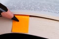 Sticky Note and Pencil on Book Royalty Free Stock Photo