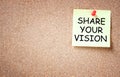 Sticky note with the phrase change your vision, room for text .