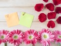 Sticky note and pink flower 1