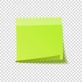 Sticky note with shadow isolated on transparent background. Green paper. Message on notepaper.Reminder. Vector Royalty Free Stock Photo