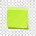 Sticky note with shadow isolated on transparent background. Green paper. Message on notepaper.Reminder. Vector Royalty Free Stock Photo