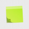 Sticky note with shadow isolated on transparent background. Green paper. Message on notepaper.Reminder. Vector Royalty Free Stock Photo