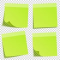 Sticky note with shadow isolated on transparent background. Green paper. Message on notepaper.Reminder. Vector Royalty Free Stock Photo