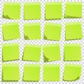 Sticky note with shadow isolated on transparent background. Green paper. Message on notepaper.Reminder. Vector Royalty Free Stock Photo