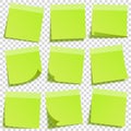 Sticky note with shadow isolated on transparent background. Green paper. Message on notepaper.Reminder. Vector Royalty Free Stock Photo