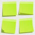 Sticky note with shadow isolated on transparent background. Green paper. Message on notepaper.Reminder. Vector Royalty Free Stock Photo