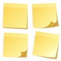 Sticky note with shadow isolated on transparent background set. Yellow paper. Message on notepaper.Reminder. Vector Royalty Free Stock Photo