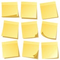 Sticky note with shadow isolated on transparent background set. Yellow paper. Message on notepaper.Reminder. Vector Royalty Free Stock Photo