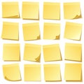 Sticky note with shadow isolated on transparent background set. Yellow paper. Message on notepaper.Reminder. Vector Royalty Free Stock Photo