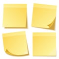 Sticky note with shadow isolated on transparent background set. Yellow paper. Message on notepaper.Reminder. Vector Royalty Free Stock Photo