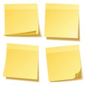 Sticky note with shadow isolated on transparent background set. Yellow paper. Message on notepaper.Reminder. Vector Royalty Free Stock Photo