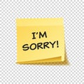 Sticky note with text and shadow isolated on transparent background set. Yellow paper. Message on notepaper.Reminder. Royalty Free Stock Photo