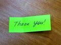 Sticky note with text thank you, motivation Royalty Free Stock Photo