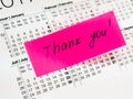 Sticky note with text thank you, motivation Royalty Free Stock Photo