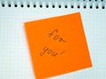 Sticky note with text for you, motivation Royalty Free Stock Photo