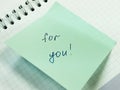 Sticky note with text for you, motivation Royalty Free Stock Photo