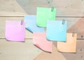 Sticky Notes against a wood background Royalty Free Stock Photo