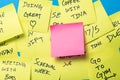 Sticky Notes on a Blue Wall Royalty Free Stock Photo