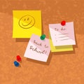 Sticky Notes on Corkboard with Back to School Task List Royalty Free Stock Photo