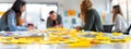 Sticky notes cover a workspace, hinting at a flurry of ideas in brainstorming session.